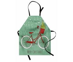 Retro Bike Xmas Trees Apron