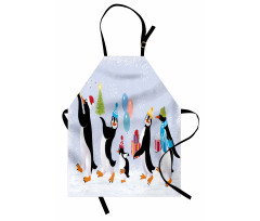 Penguins in Caps Apron