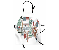 Travel Landmarks USA Flag Apron