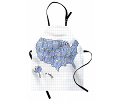 Sketchy US Map Doodle Style Apron