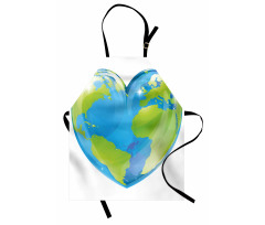 Vibrant Globe Heart Shape Apron