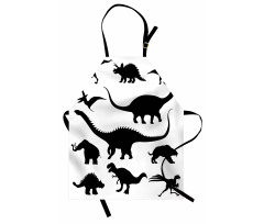 Hayvan Deseni Mutfak Önlüğü Siyah Dinozor Desenli