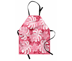 Monstera Leaves Blossoms Apron