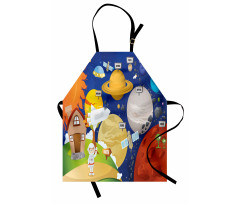 Cartoon Outer Space Apron