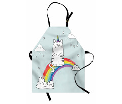 Komik Mutfak Önlüğü Unicorn Kedi Desenli