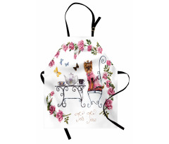 Terrier in Pink Dress Apron