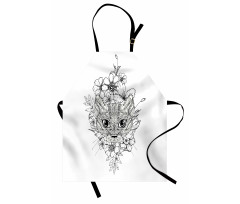 Hand Drawn Cat Image Apron