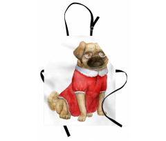 Dog in Red Dress Cartoon Apron