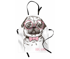 Pug with Bow Glasses Apron