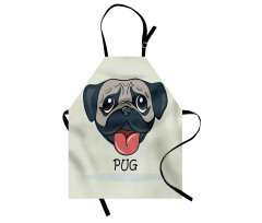 Cartoon Pug Caricature Apron