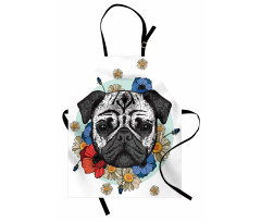 Black and White Head of Dog Apron