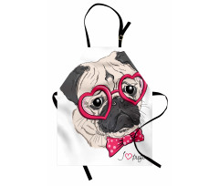 Dog with Heart Glasses Bow Apron