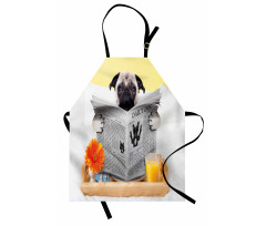 Pug Reading News Daily Dog Apron