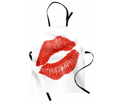 Red Lips Kiss Mark Grunge Apron