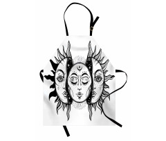 Monochrome Sun and Moon Apron