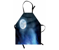 Starry Night Sky Full Moon Apron