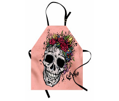 Skull Boho Floral Wreath Apron