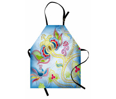 Colorful Floral Art Motif Apron