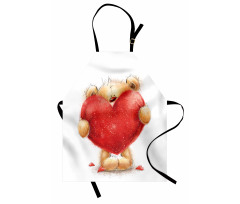 Romantic Mascot Red Heart Apron