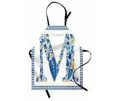 Blue Floral Exotic M Apron