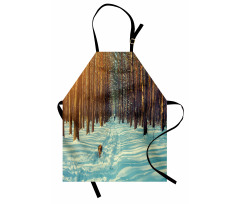 Skier Running Dog Forest Apron