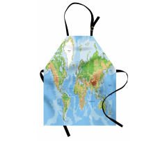 Haritalar Mutfak Önlüğü Dünya Çizimi Desenli