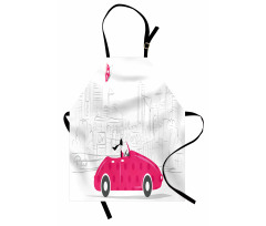 Woman Driving Vintage Car Apron