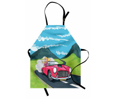 Blonde Girl Drives on Road Apron