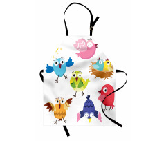 Funny Birds Sun Cartoon Apron