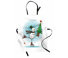 Skating Xmas Tree Snow Apron