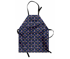 Cartoon Birds at Night Apron