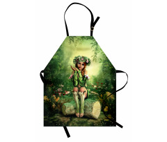 Elf Girl with Wreath Tree Apron