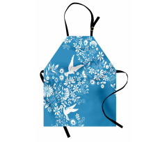 Flowers Flying Doves Asian Apron