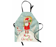 Merry Xmas Snowy Forest Apron