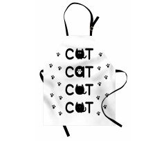 Cat Text with Paw Prints Apron