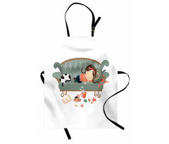 Sleeping Girl with Cat Apron