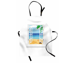 Window View Ocean Leaves Apron