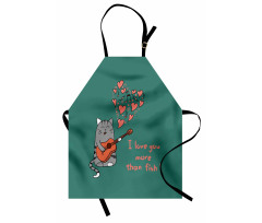 Cartoon Cat Sings Apron