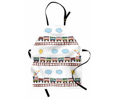 Cartoon Train Tracklines Apron