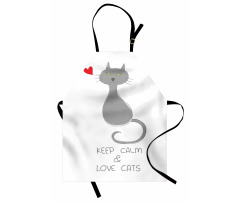 Grey Cat Red Heart Apron