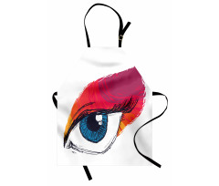 Sketch Art Single Blue Eye Apron