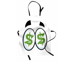 Green Dollar Signs Cartoon Apron