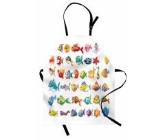 Happy Fish Abstract Apron