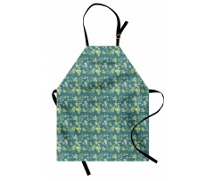 Pastel Curly Stems Abstract Apron