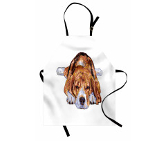 Old Dog Resting Sketch Apron