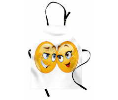 Loving Emoticon Couple Apron