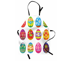 Colorful Eggs Flowers Apron