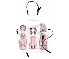 Cartoon Winter Animals Apron