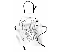 Hand Drawn Bull Apron