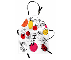 Vivid Sketched Tomatoes Apron